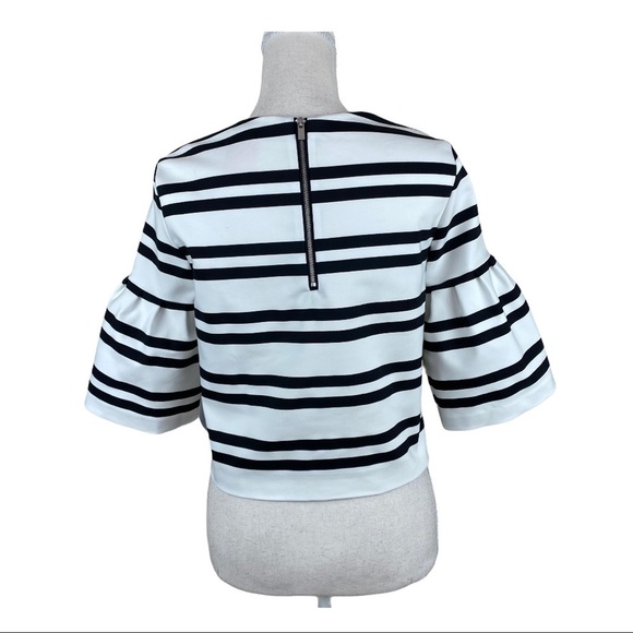 NWT. Zara White Striped Crop Top/Blouse. Size XS. - Picture 5 of 9